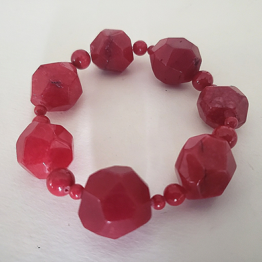 Kriaytions Red Stone Stretch Bracelet
